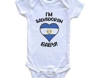 Ich bin Salvadorian Baby! Lustige El Salvador Flagge Herz Einteiler Baby Body - Kurzarm oder Langarm
