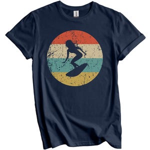 Surfing Shirt - Vintage Retro Surfer T-Shirt - Women's Surfing Gift - Surfing Icon Shirt Navy Blue