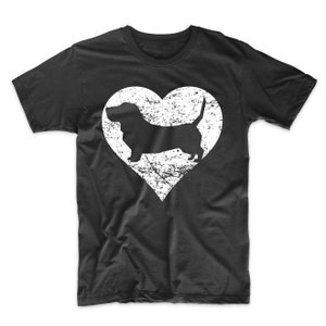 Basset Hound Shirt - Distressed Basset Hound Heart Dog Owner Graphic T-Shirt