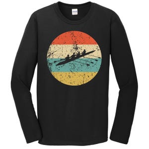 Crew Team Long Sleeve T-Shirt - Crew Boat Rowing Silhouette Retro Rower Shirt