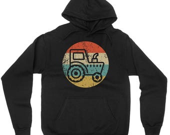 Farmer Hoodie - Retro Tractor Icon Hooded Sweatshirt - Farm Hoodie