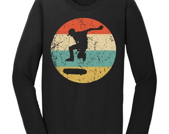 Skateboarding Shirt - Vintage Retro Skateboarder Long Sleeve T-Shirt - Skater Icon Shirt