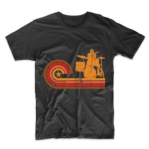 Camiseta de batería para hombre: silueta de baterista estilo retro, de Really Awesome Shirts