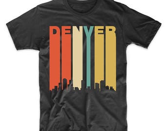 Men's Denver Shirt - Retro 1970's Style Denver Colorado Cityscape Downtown Skyline T-Shirt by Really Awesome Shirts