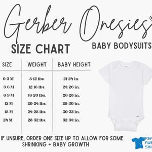 the size chart for a baby bodysuit