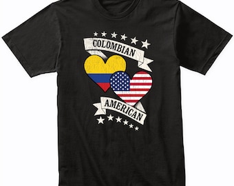 Kolumbianisches amerikanisches Herz kennzeichnet Kolumbien USA T-Shirt - Kolumbien-Shirt Geschenkidee - Kolumbien-Flaggen-Shirt
