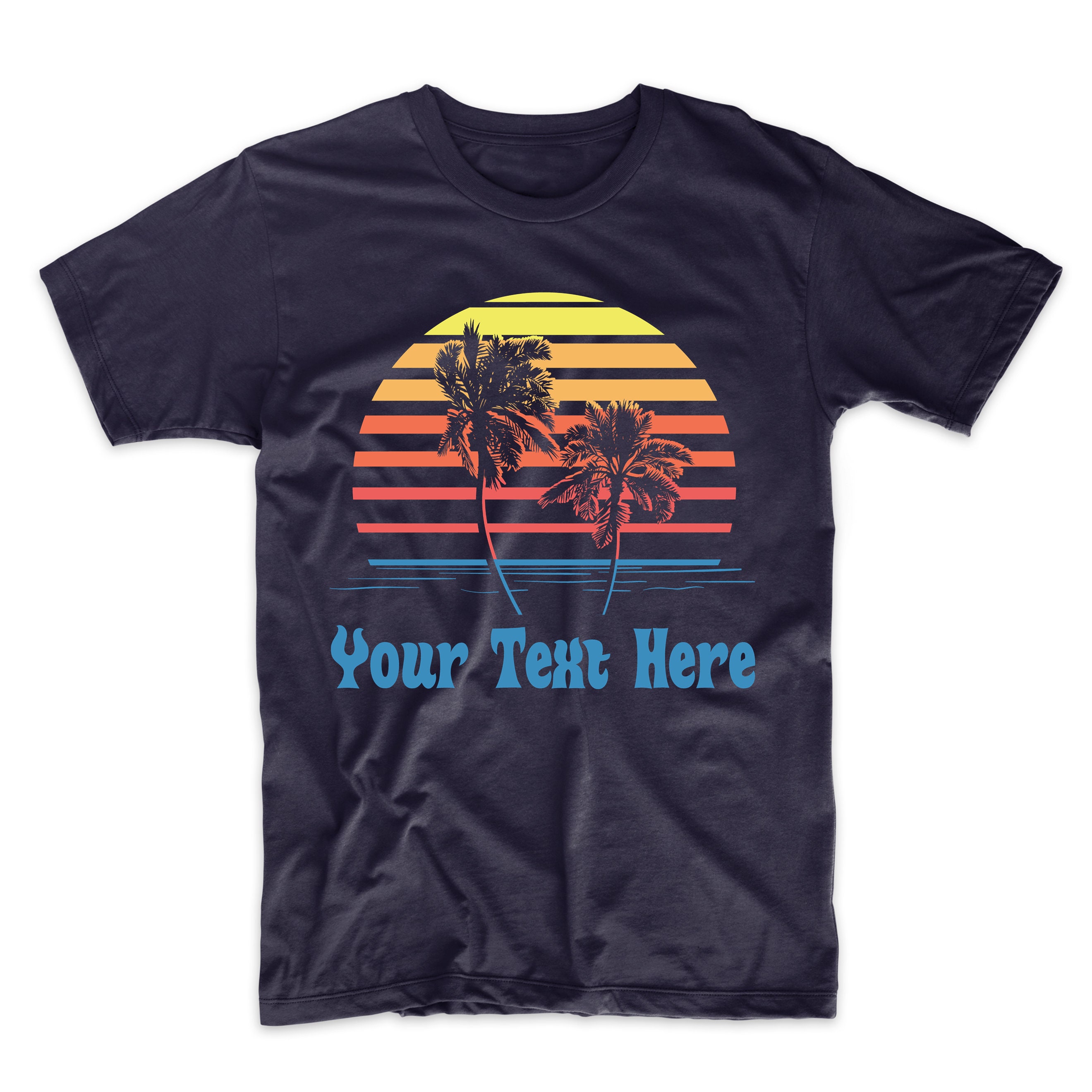 Custom Sunset Palm Trees Beach Vacation T-Shirt Personalize - Etsy New  Zealand