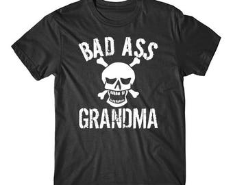 Grappig oma-shirt - Bad Ass Grandma Skull Grandparents Day-T-shirt van Really Awesome Shirts