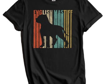 English Mastiff Shirt - Retro English Mastiff T-Shirt - Gift for English Mastiff Owner - Dog Silhouette Cracked Worn Distressed Vintage Look