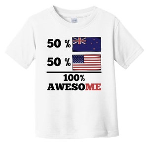 50 Percent Kiwi 50 Percent American 100% Awesome Funny Baby T-Shirt - New Zealand Flag Kiwi American Infant / Toddler Shirt