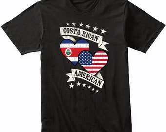 Costa Ricaner Amerikanisches Herz Flaggen Costa Rica USA T-Shirt - Costa Rica Shirt Geschenkidee - Costa Rica Flaggen Shirt