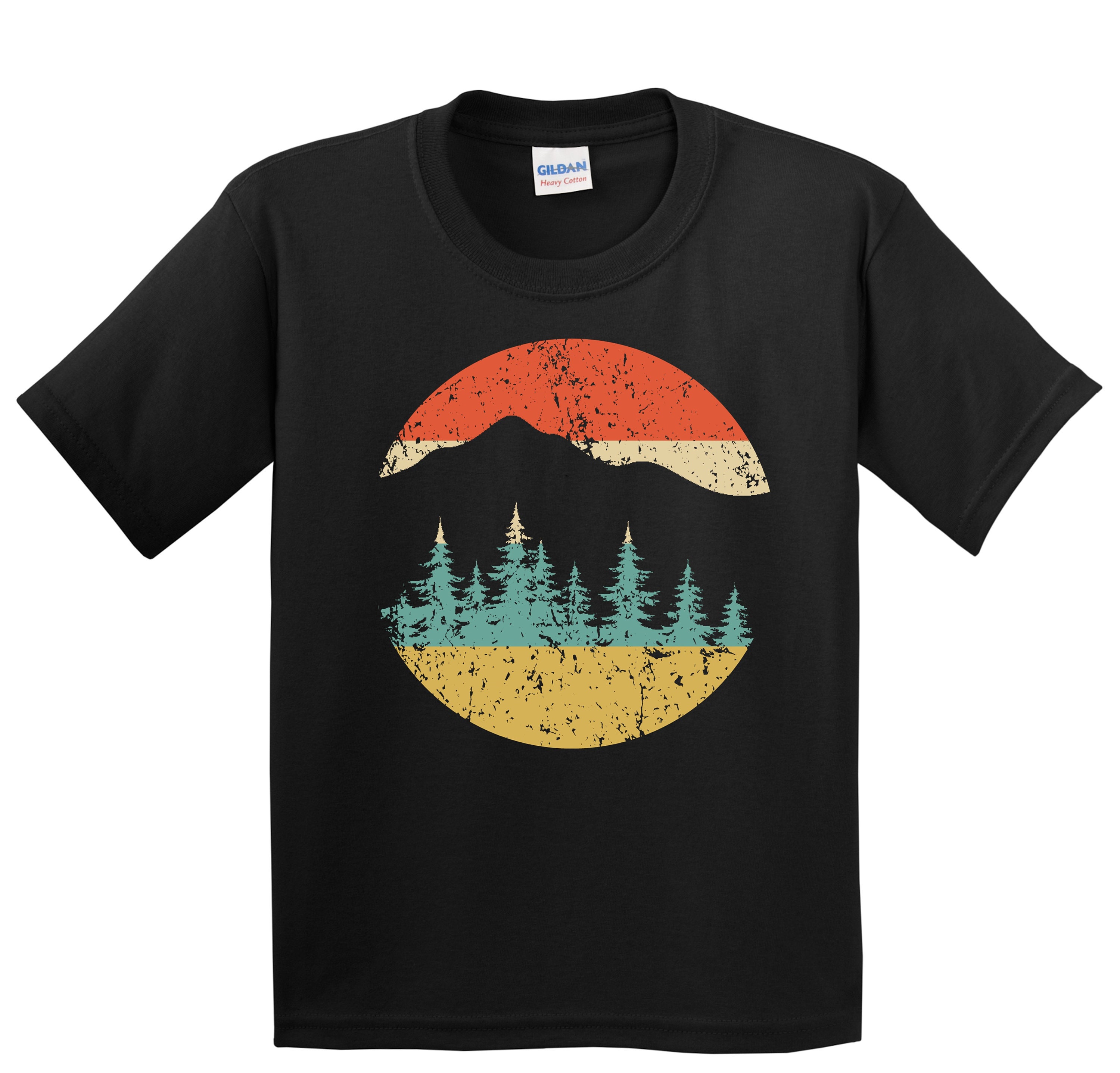 Kids Camping Shirt Retro Mountains and Trees TShirt Etsy