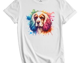 Cocker Spaniel Shirt Cocker Spaniel Rainbow Watercolor Portrait Dog Lover T-Shirt Cocker Spaniel Gift Cocker Spaniel Mom, Cocker Spaniel Dad
