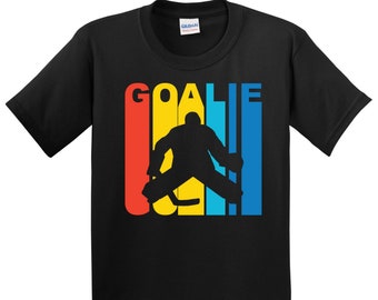Kids Hockey Goalie Shirt - Retro Boys Youth Hockey Shirt - Hockey Goalie T-Shirt