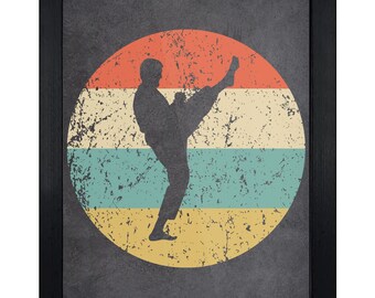 Karate Art Print - Retro Martial Arts Wall Art - Karate Icon Artwork - 8"x10" Framed or Unframed