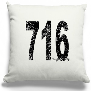 716 Buffalo New York Area Code 100% Cotton Twill Fabric Throw Pillow Case (16"x16") - Buffalo Pillow Cover