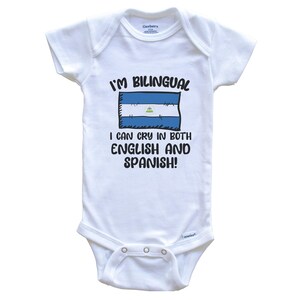 Je suis bilingue et je peux pleurer en anglais et en espagnol Body bébé amusant avec le drapeau du Nicaragua - Nicaragua