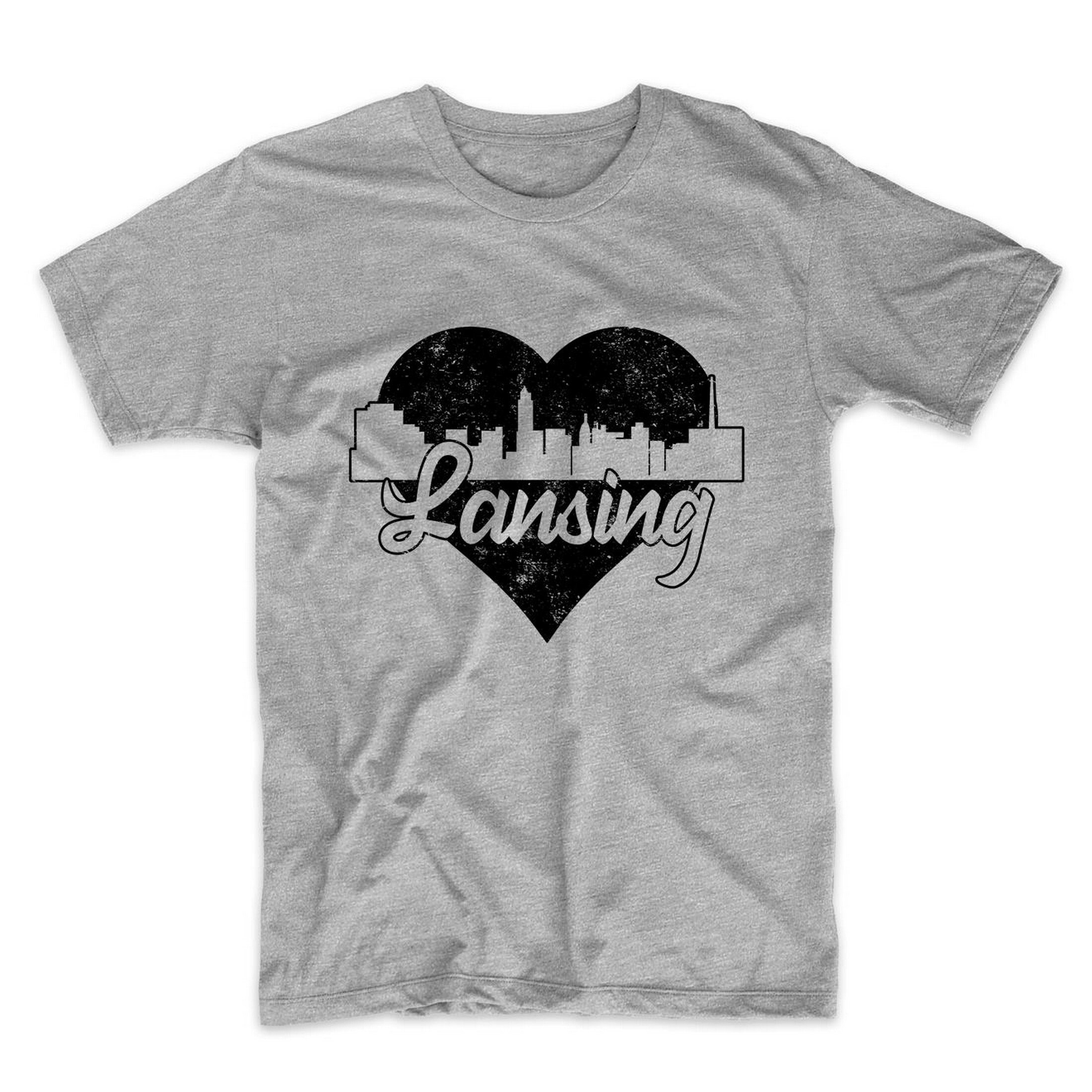 Men's Lansing Shirt Retro Lansing Michigan Skyline Heart Etsy