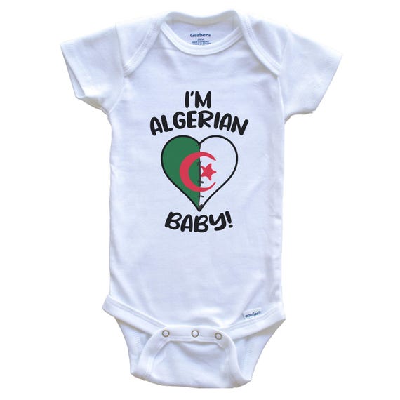 Body Bébé Bio Manches Courtes 'Pas Parfaite Mais Algérienne' - Cadeau Mignon Avec Drapeau Algérien