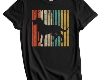 Irish Wolfhound Shirt - Retro Irish Wolfhound T-Shirt - Gift for Irish Wolfhound Owner - Dog Silhouette Cracked Worn Distressed Vintage Look