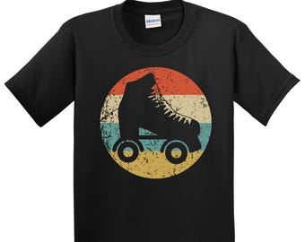 Kids Roller Skate Shirt - Retro Roller Skating Icon Youth T-Shirt - Roller Derby Shirt