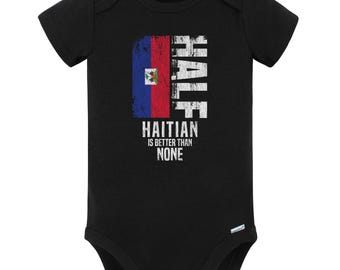 Body bébé drôle avec drapeau haïtien (noir) - Idée cadeau mignonne pour bébé d'Haïti