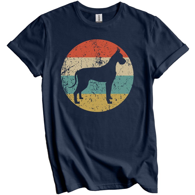 Great Dane Shirt - Vintage Retro Great Dane T-Shirt - Great Dane Owner Gift - Vintage Style Great Dane Gift Navy Blue