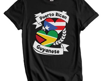 Puerto Rican Guyanese Heart Flags Puerto Rico Guyana T-Shirt