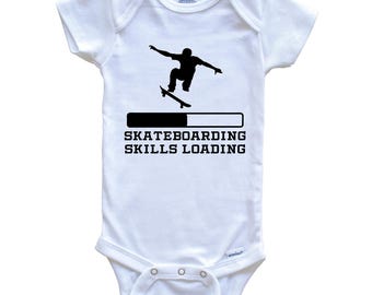 Skateboarding Skills Loading Baby Bodysuit - Funny Skateboarding Baby One Piece