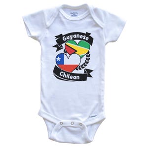 Guyanese Chilean Heart Flags Guyana Chile Baby Bodysuit Cute One Piece Baby Shower Gift