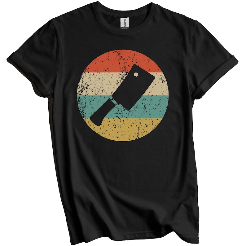 Butcher Shirt - Butcher Gift - Vintage Retro Meat Cleaver T-Shirt - Butcher Icon Shirt Black
