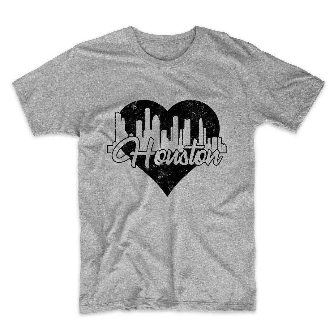 Men's Houston Shirt Retro Houston Texas Skyline Heart Etsy