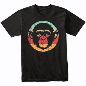 Retro Chimpanzee Shirt - Men&#39;s Monkey Chimp Face T-Shirt - Gift for Animal Lover - Animal Gift
