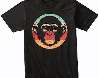 Retro Chimpanzee Shirt - Men's Monkey Chimp Face T-Shirt - Gift for Animal Lover - Animal Gift