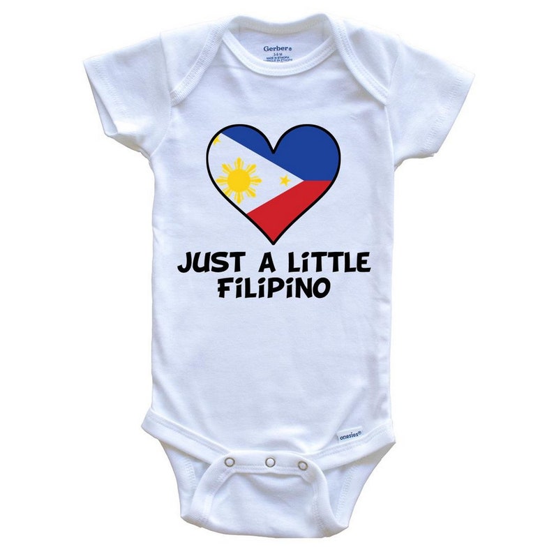 Just A Little Filipino Onesie Funny Philippines Flag Baby Bodysuit