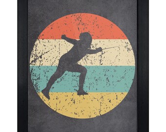 Fencing Art Print - Retro Fencer Wall Art - Fencing Icon Artwork - 8"x10" Framed or Unframed