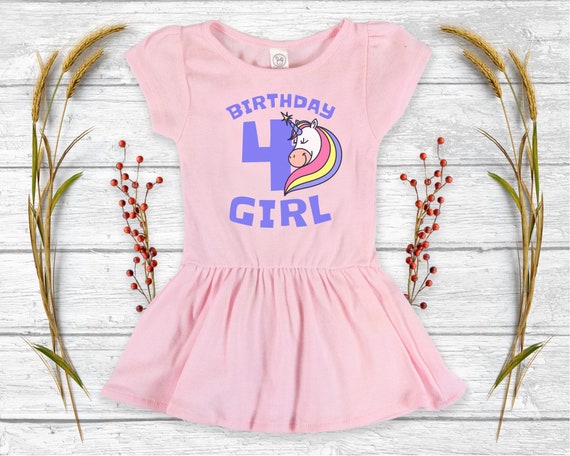 4th Birthday Dress 4 Year Old Birthday Girl Unicorn Outfit Toddler Dress For Girls