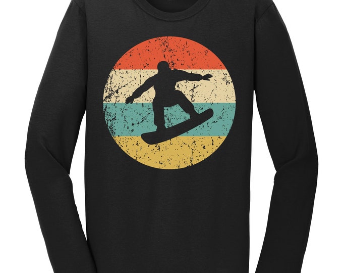 Snowboarding Shirt - Vintage Retro Snowboarder Long Sleeve T-Shirt - Snowboard Icon Shirt