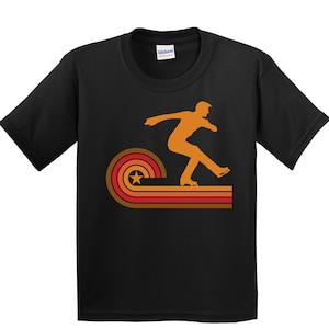 Boys Figure Skating Shirt - Retro Male Figure Skater Youth T-Shirt - Kids Figure Skating Gift