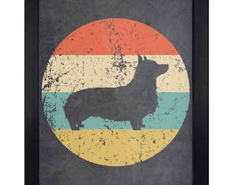 Pembroke Welsh Corgi Art Print - Retro Corgi Wall Art - Dog Silhouette Icon Artwork - 8"x10" Framed or Unframed