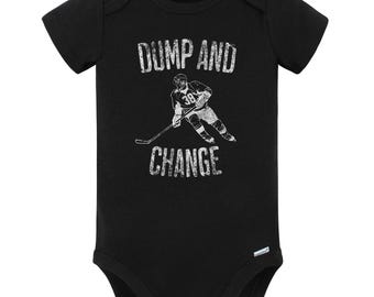 Dump and Change Funny Hockey Baby Bodysuit (Black) - Hockey Gift for Baby