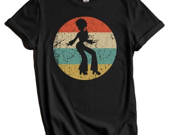 Camiseta de bailarina de discoteca - Estilo retro de los años 60 y 70 - Camiseta con ícono de bailarina de discoteca - Camiseta de fiesta disco