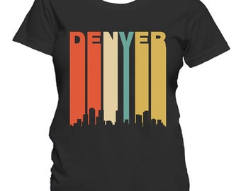 Women's Denver Shirt - Retro 1970's Style Denver Colorado Cityscape Downtown Skyline Women's T-Shirt by Really Awesome Shirts