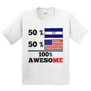 Kids Honduras Shirt - 50 Percent Honduran 50 Percent American 100% Awesome T-Shirt