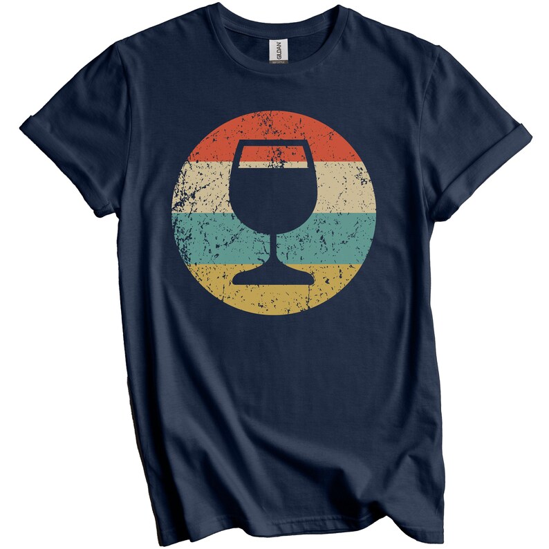 Wine Connoisseur Shirt - Wine Lover Gift - Sommelier Shirt - Vintage Retro Wine Glass Shirt - Wine Icon Shirt Navy Blue
