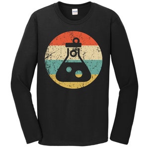 Chemist Scientist Shirt - Retro Test Tube Flask Long Sleeve T-Shirt - Chemistry Icon Shirt