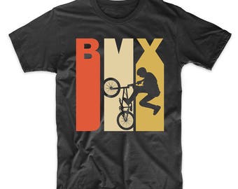 Retro BMX-shirt - jaren 70-stijl BMX-fiets silhouet extreme sporten heren-T-shirt van Really Awesome Shirts