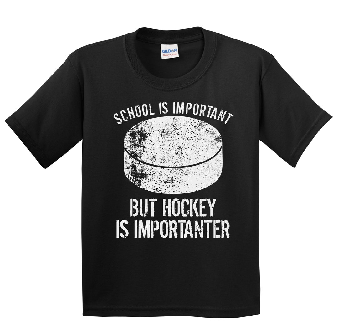 Boys Hockey Shirt School is Important but Hockey is Importanter Shirt