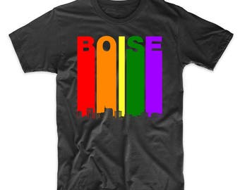 Boise Idaho Rainbow Skyline LGBT LGBTQ Gay Pride-T-shirt van Really Awesome Shirts