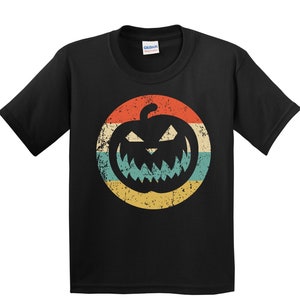Kids Halloween Shirt - Retro Jack-O-Lantern Pumpkin Icon Youth T-Shirt - Halloween Shirt for Kids